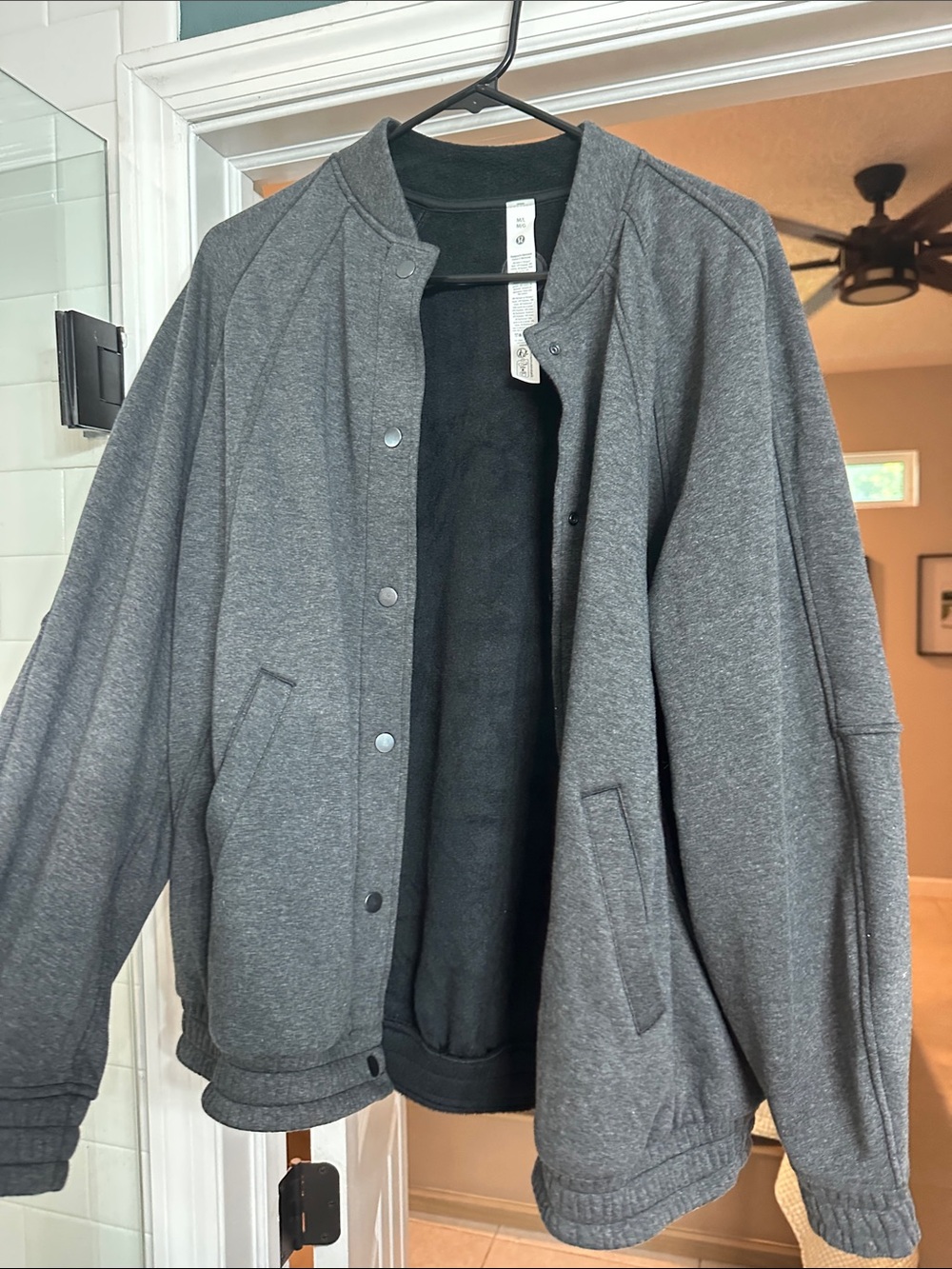 lululemon athletica Men's Charcoal Gray Snap-Front Bomber Jacket
